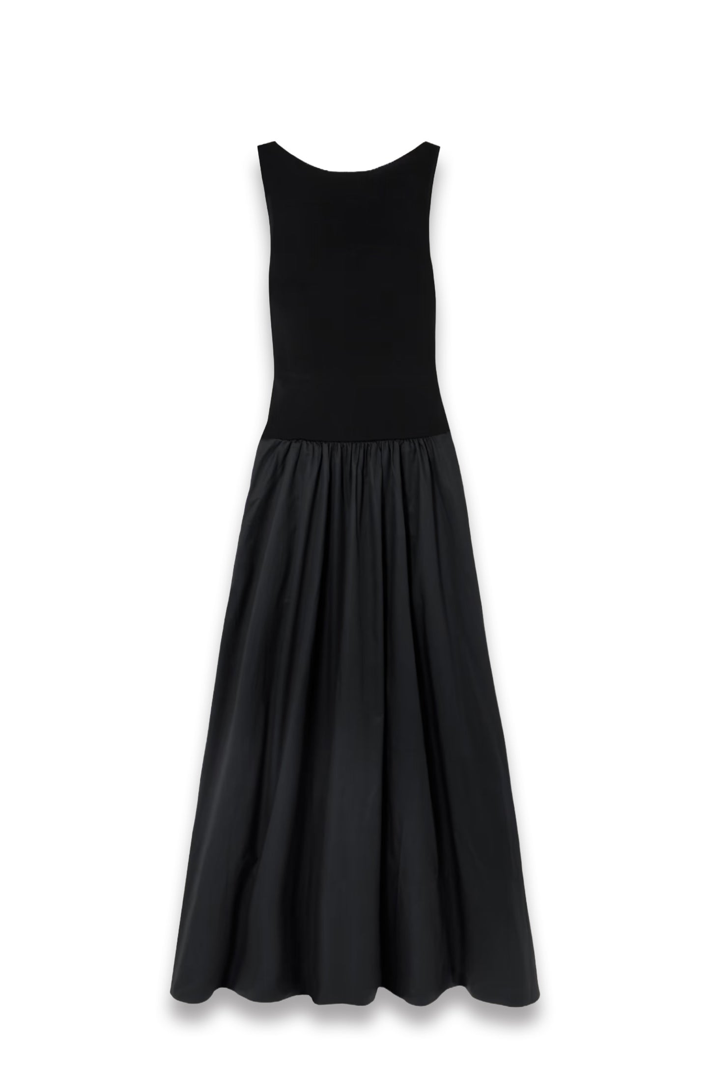 Open-Back Jersey and Cotton-Poplin Maxi Dress