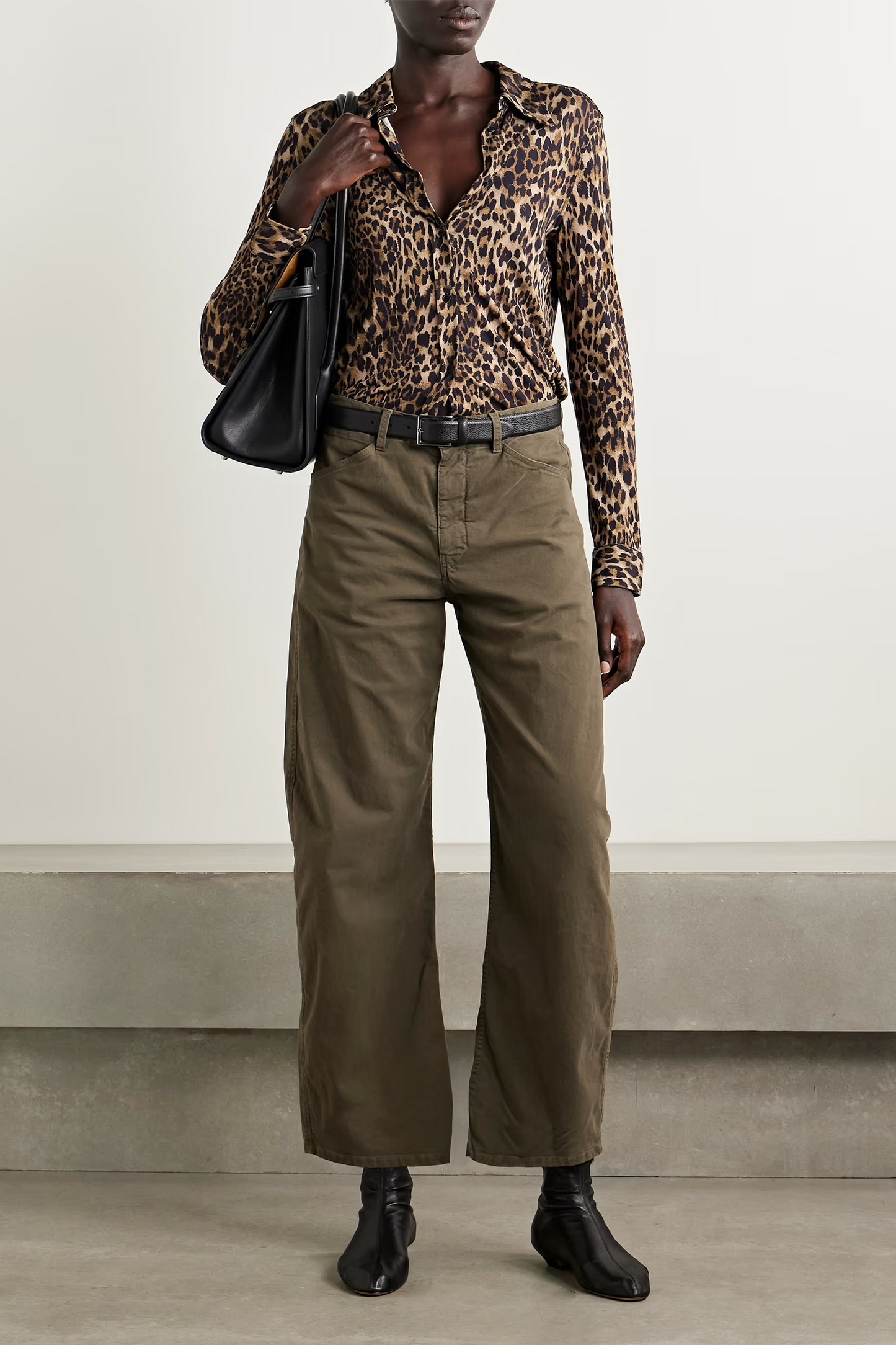 Tribeca Brushed Cotton-blend Twill Barrel-leg Pants