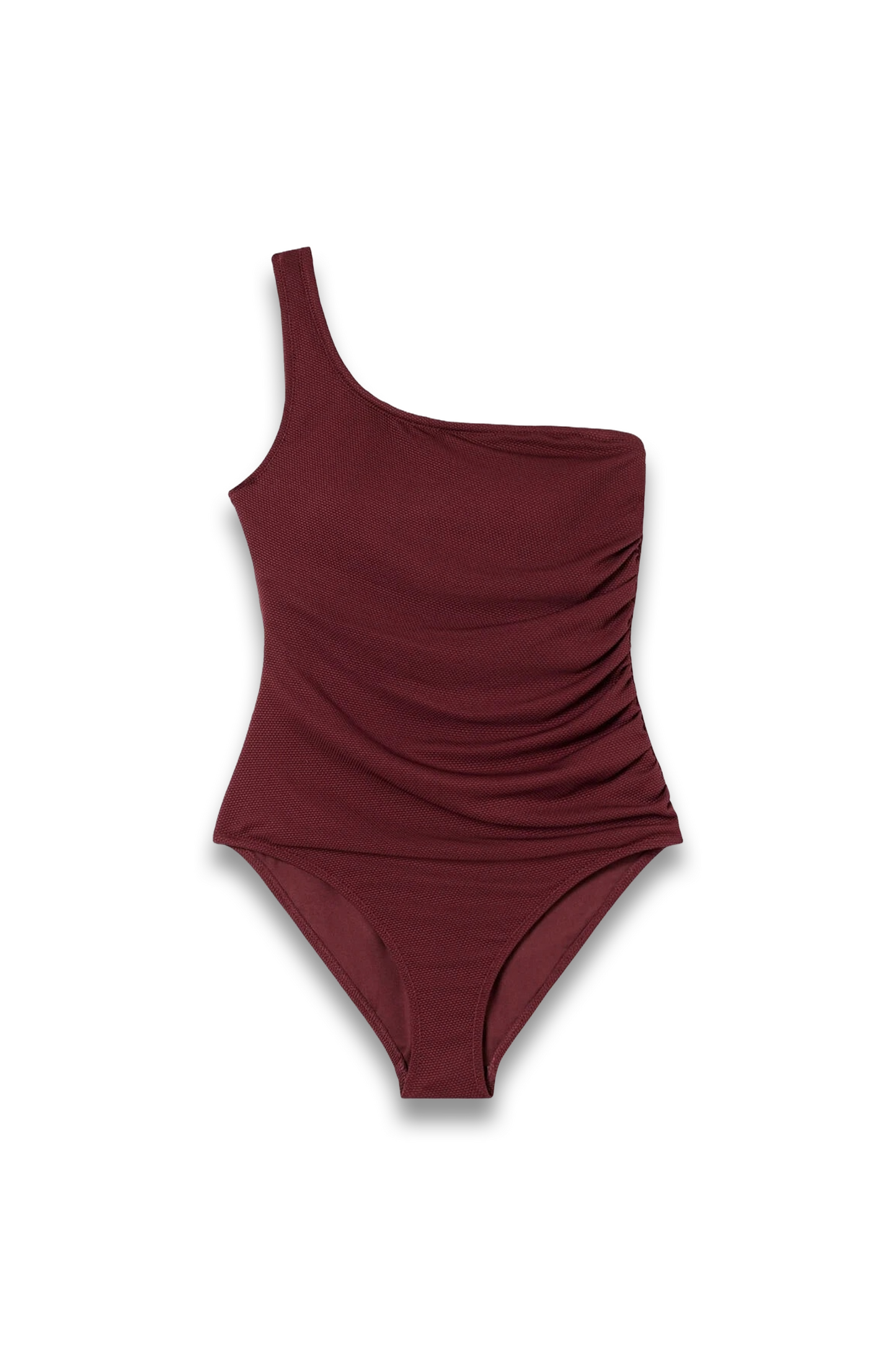Plum Textured One Shoulder Swimsuit