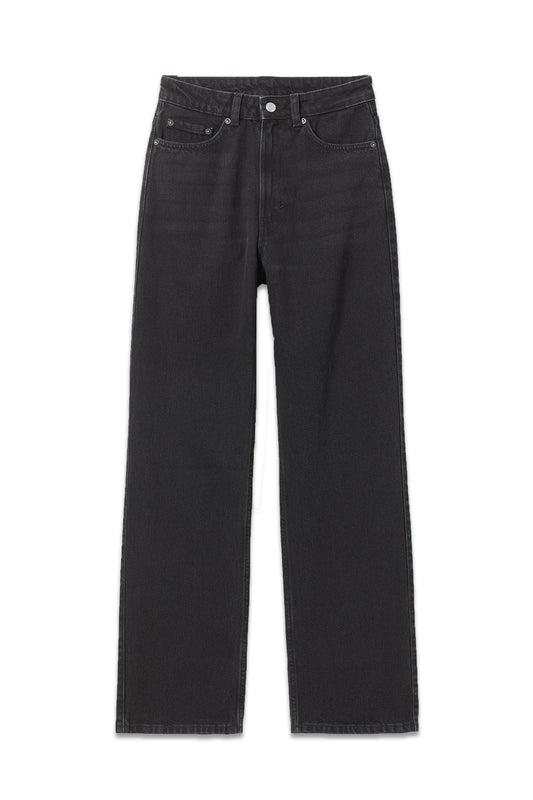 Rowe Extra High Waist Regular Fit Straight Leg Jeans In Echo Black
