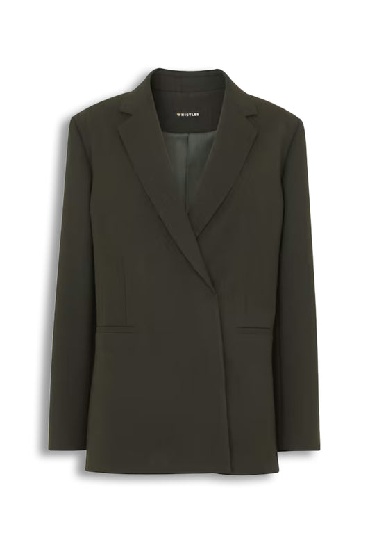 Dark Green Natalie Wool Blend Blazer