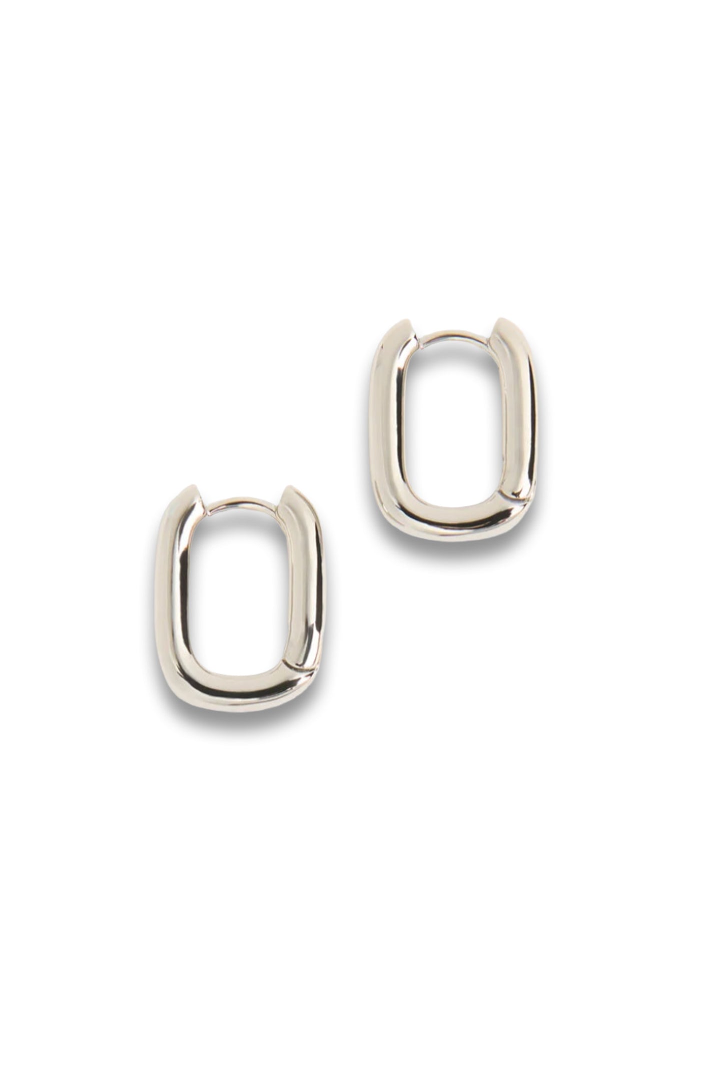 Silver Rectangular Huggie Earrings