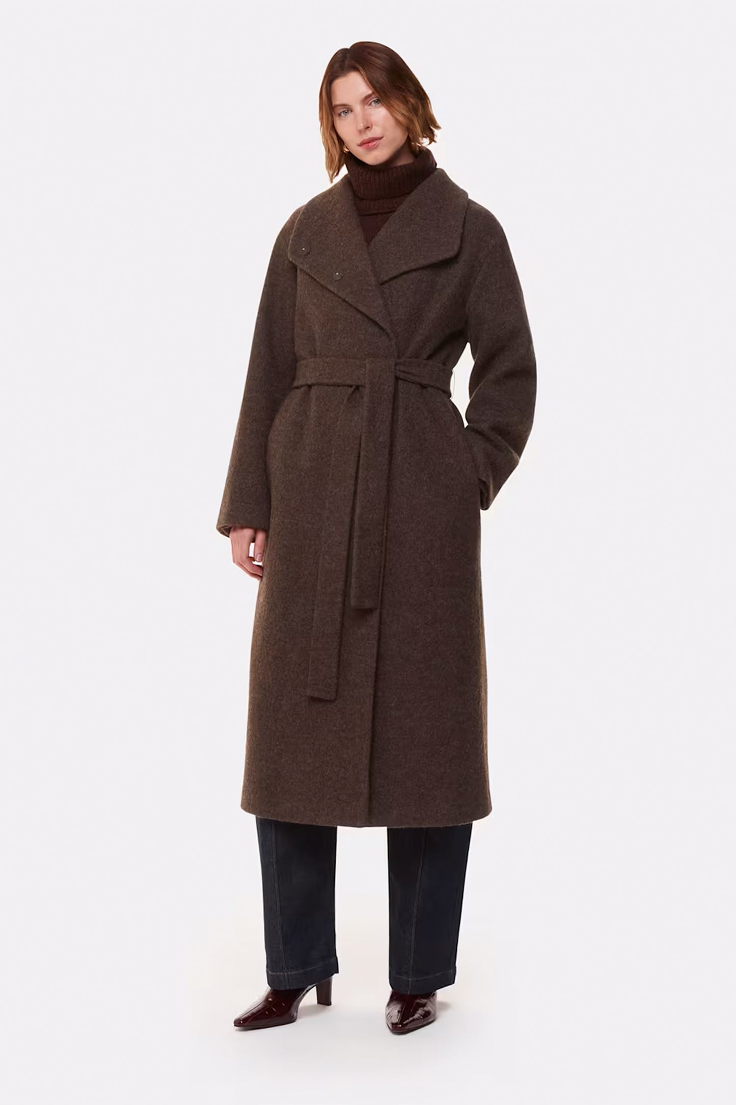Taupe Morgan Funnel Neck Coat