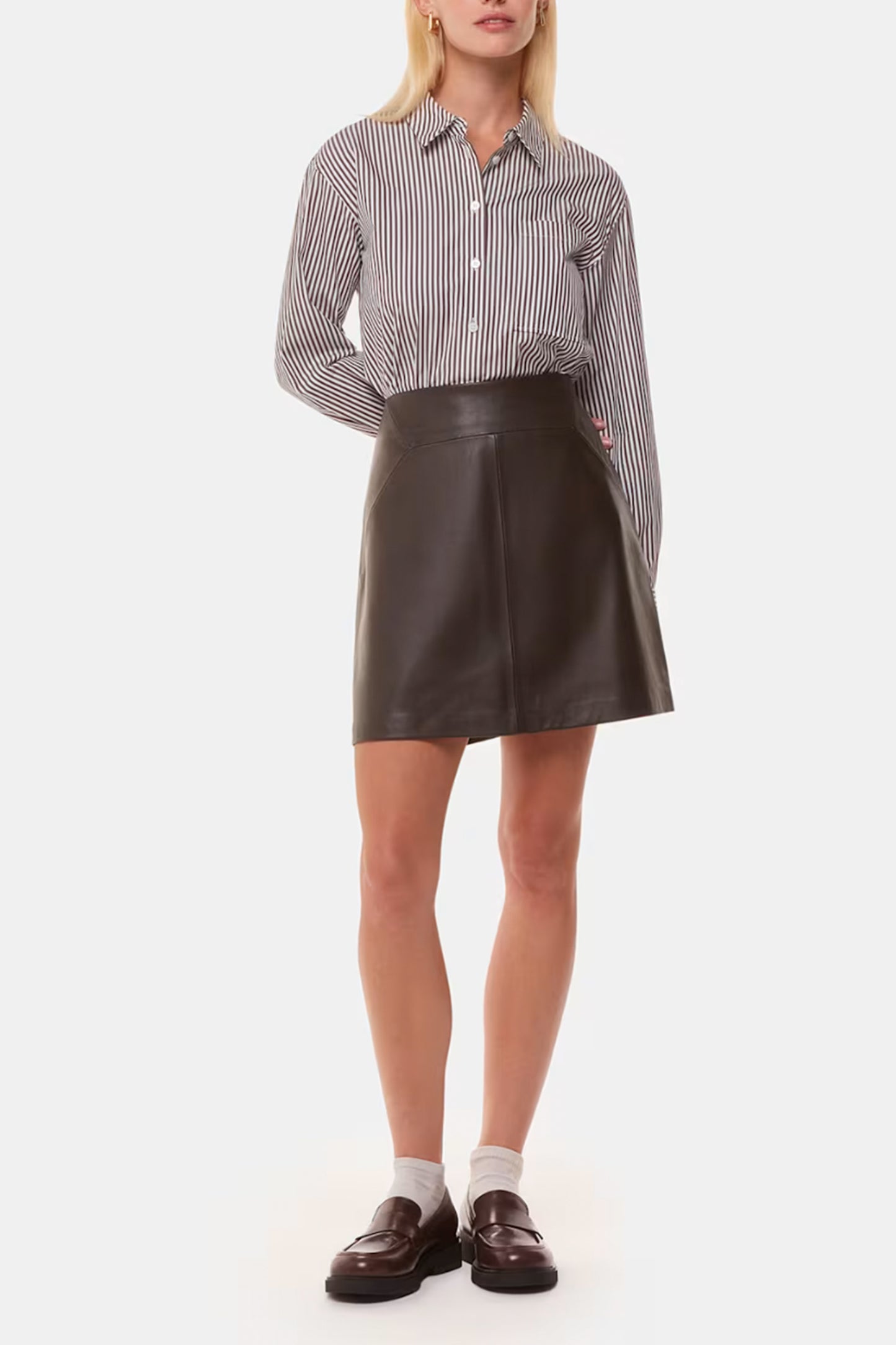Leather A Line Skirt