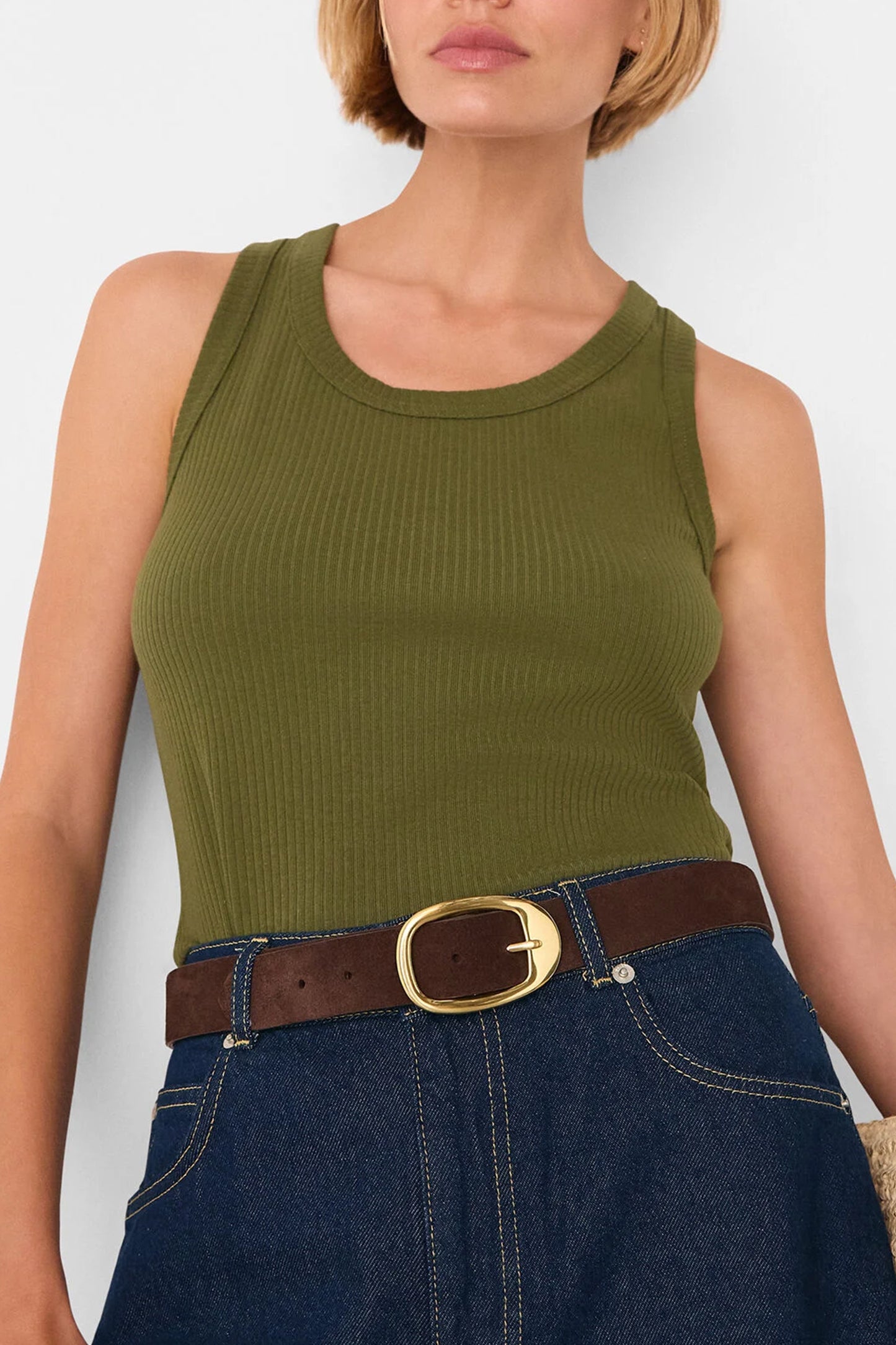 Khaki Ultimate Ribbed Scoop Vest