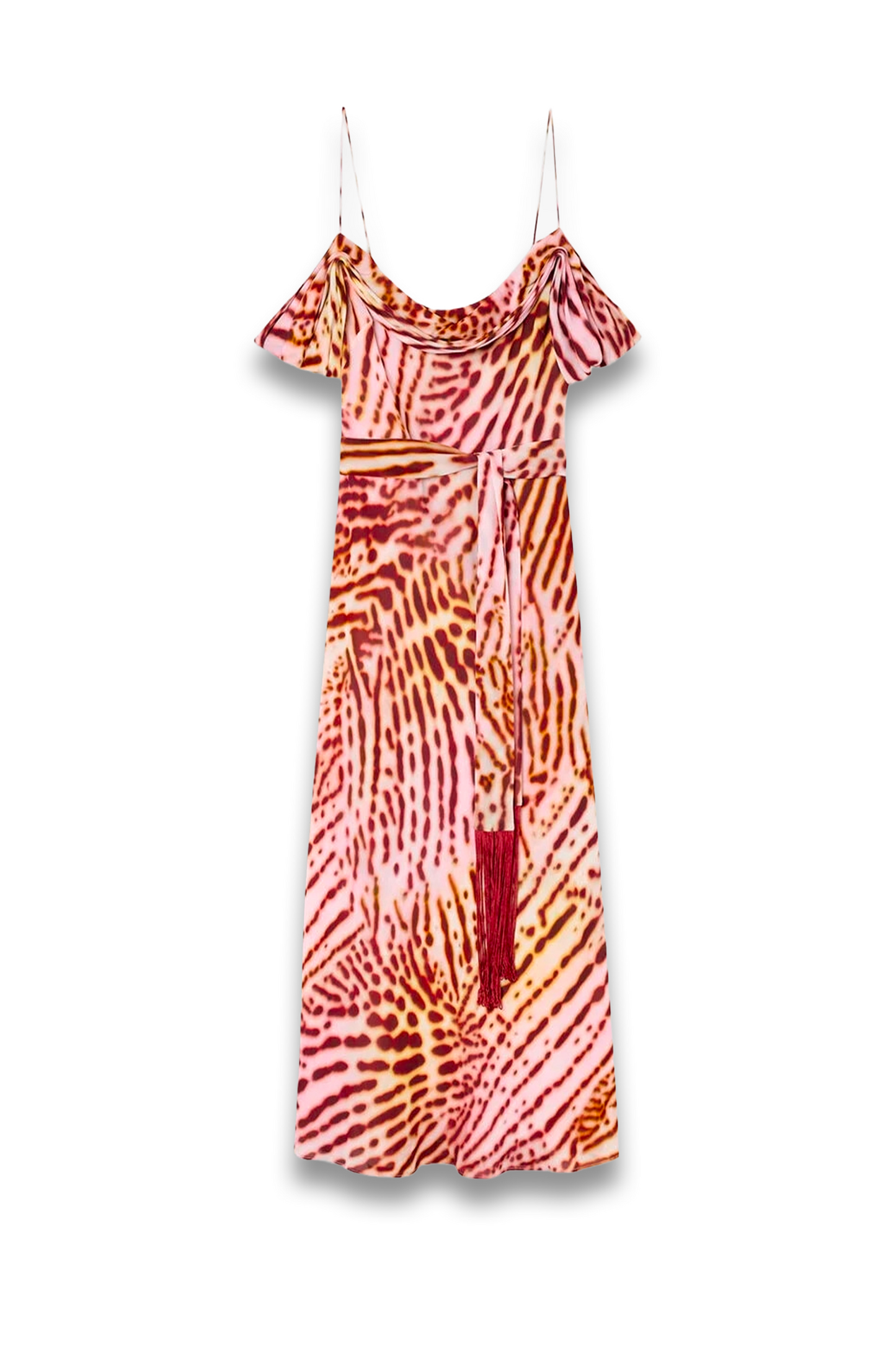 Pink Orchid Print Scarf Midi Dress