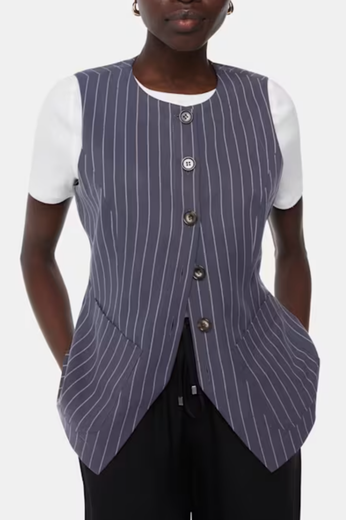 Navy Lottie Pinstripe Waistcoat