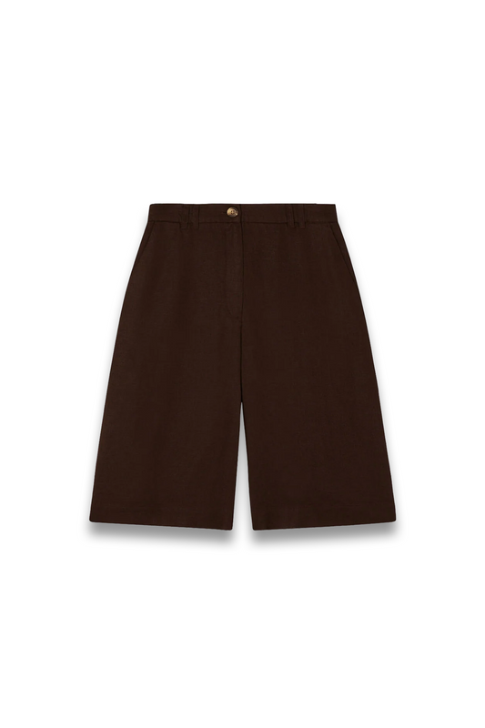 Brown Linen Bermuda Short