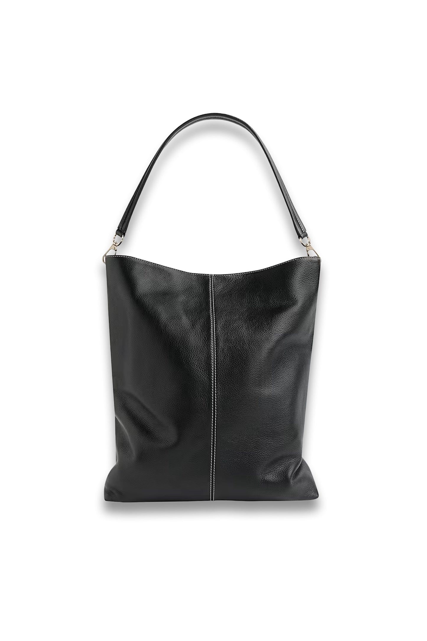 Black Kamil Contrast Stitch Tote Bag
