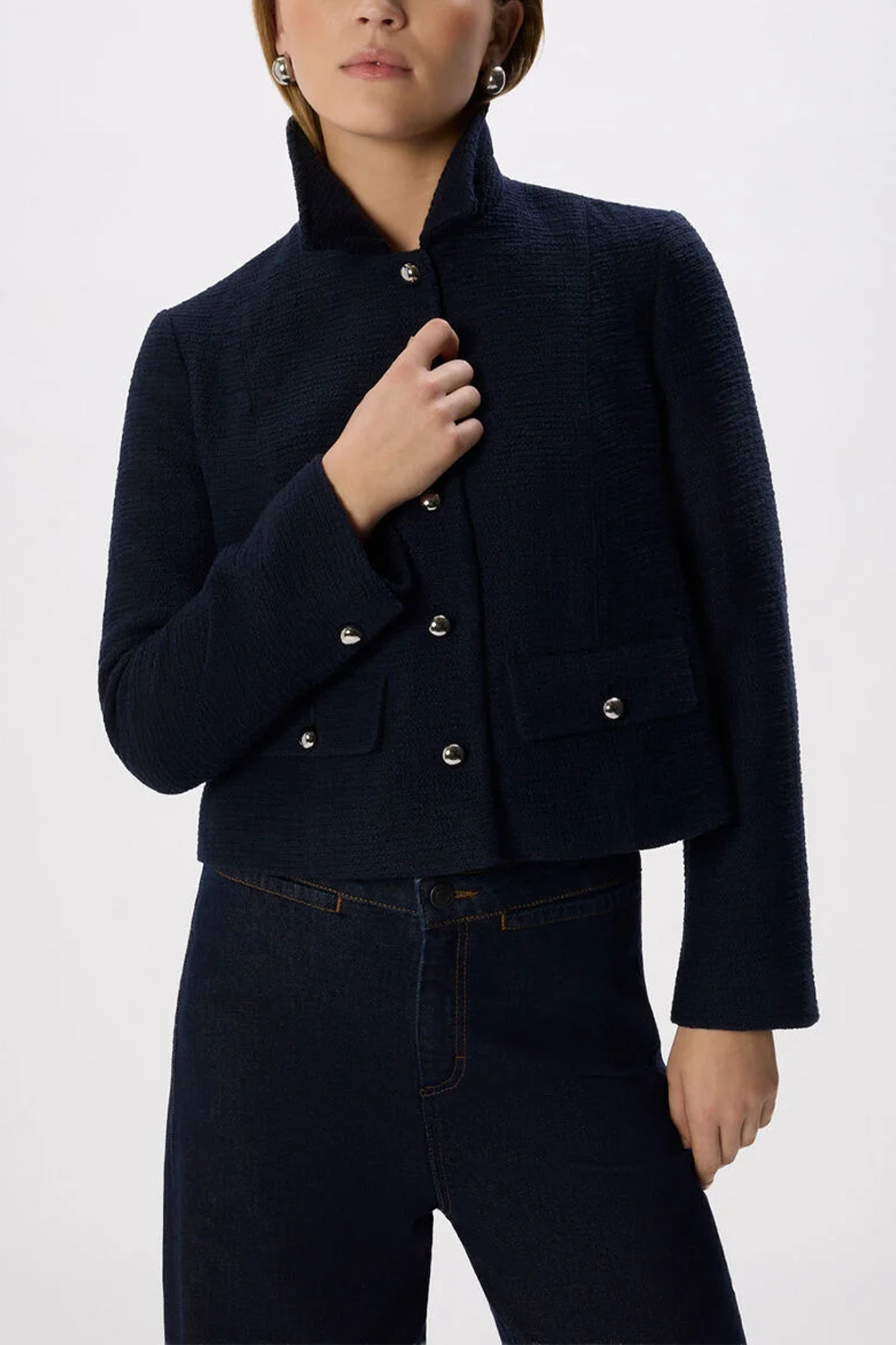 Navy Boucle Jacket