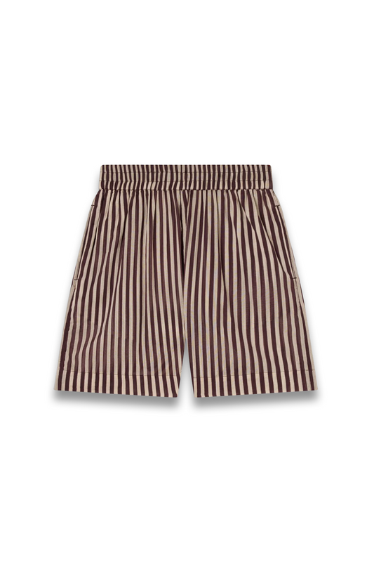 Burgundy Stripe Beach Shorts