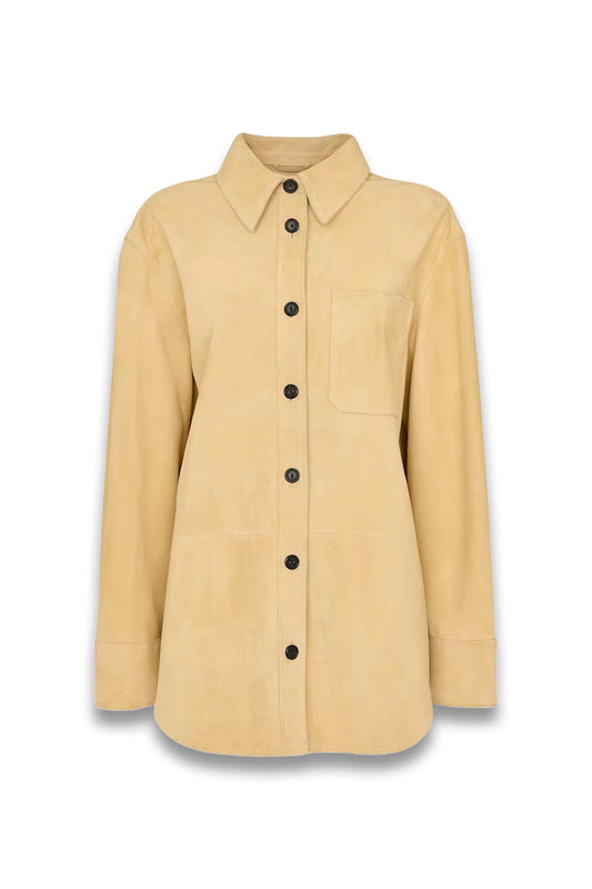 Neutral Sam Suede Leather Overshirt