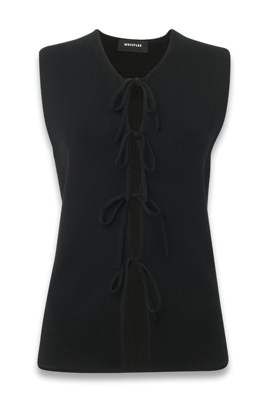 Black Tie Front Detail Tank
