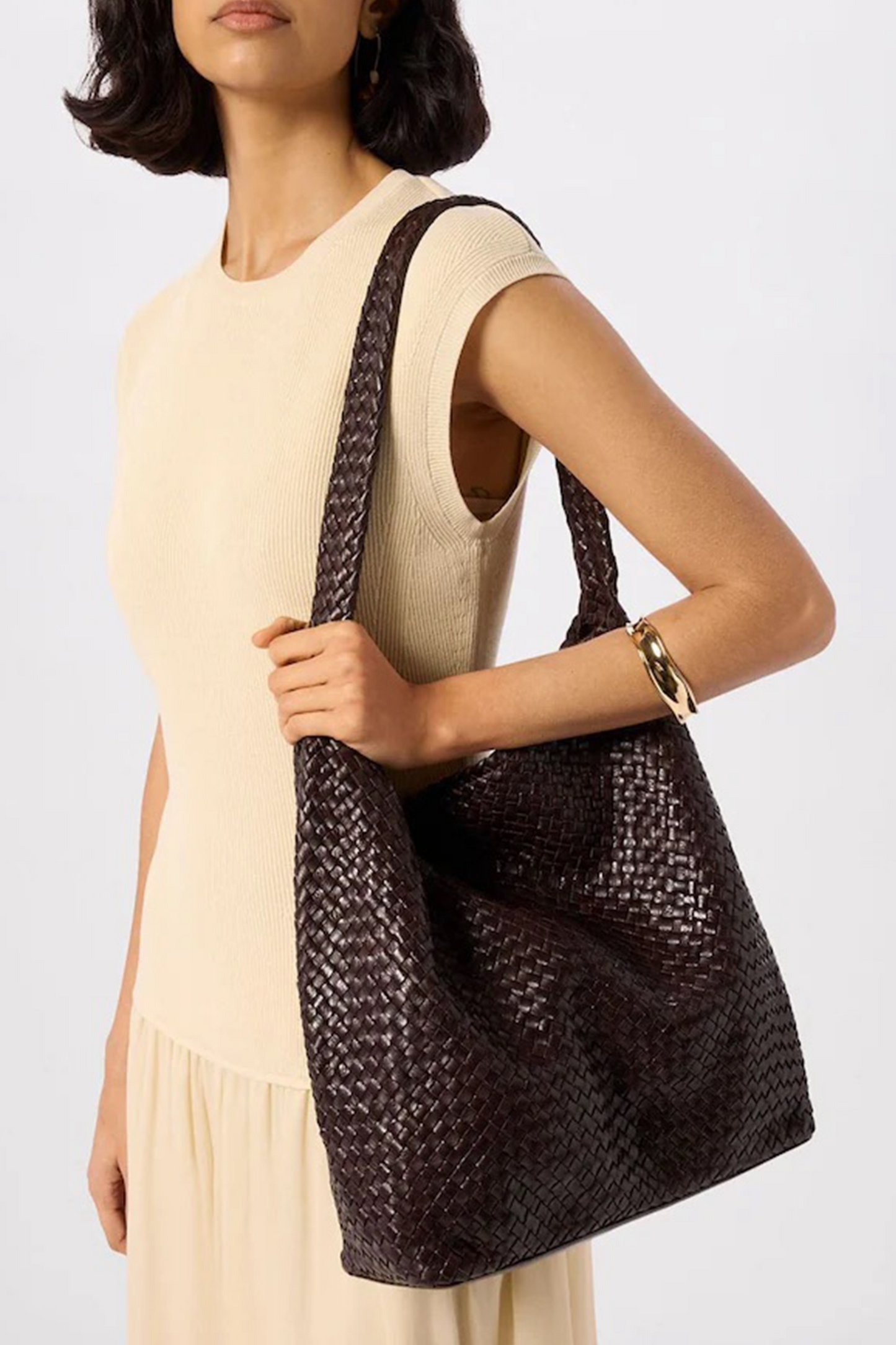 Whistles Brown Woven Tote Bag