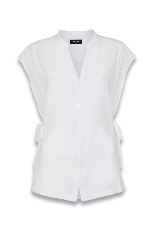 White Button Down Tie Side Shirt