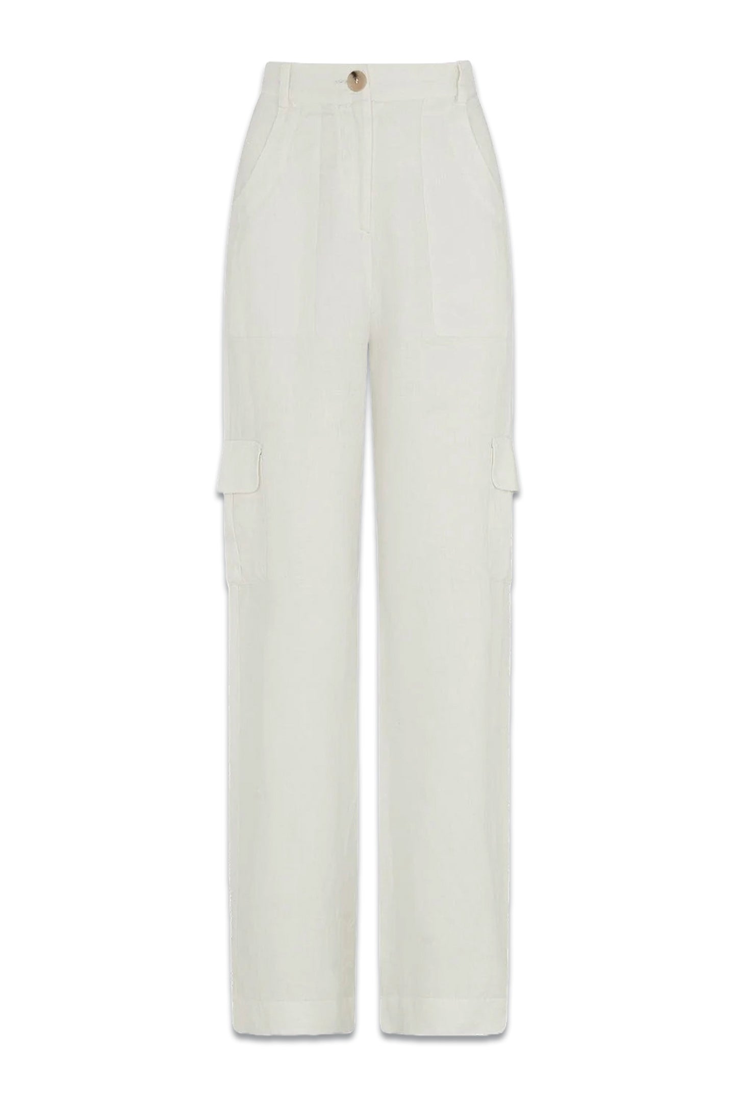 The Carolina Linen Cargo Trousers in Off-white