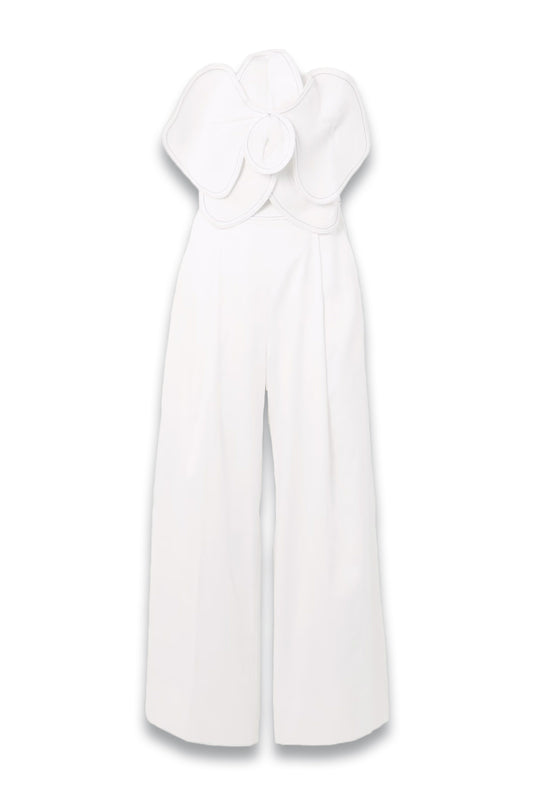 A Flor De Piel Appliquéd Cotton And TENCEL-blend twill jumpsuit