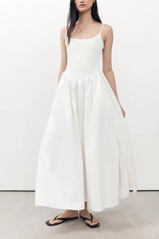 Milano White Cotton Midi Dress