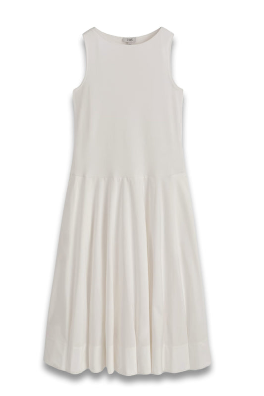 Boat-Neck Cotton A-line Midi Dress