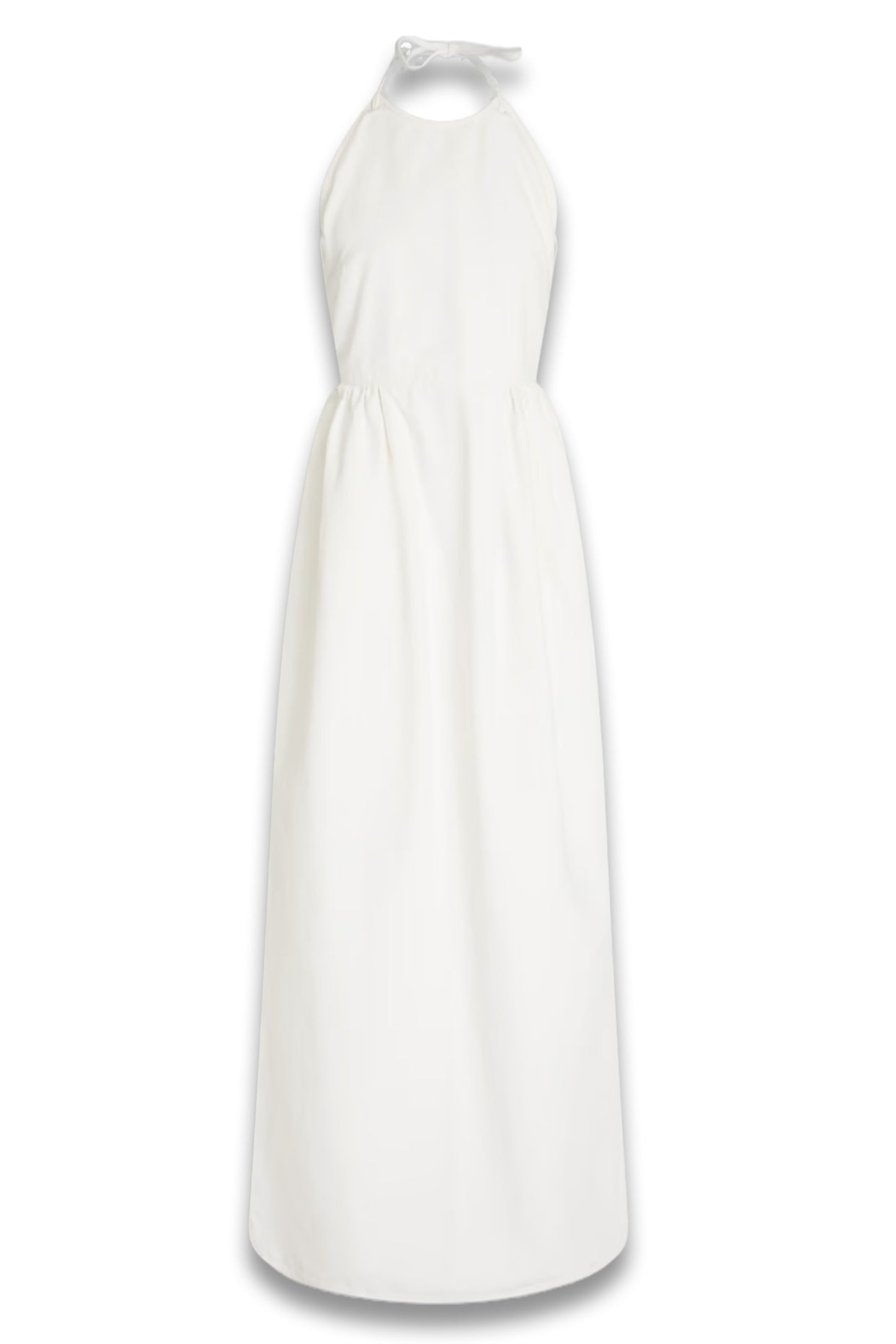 Gathered Cotton-canvas Halterneck Maxi Dress