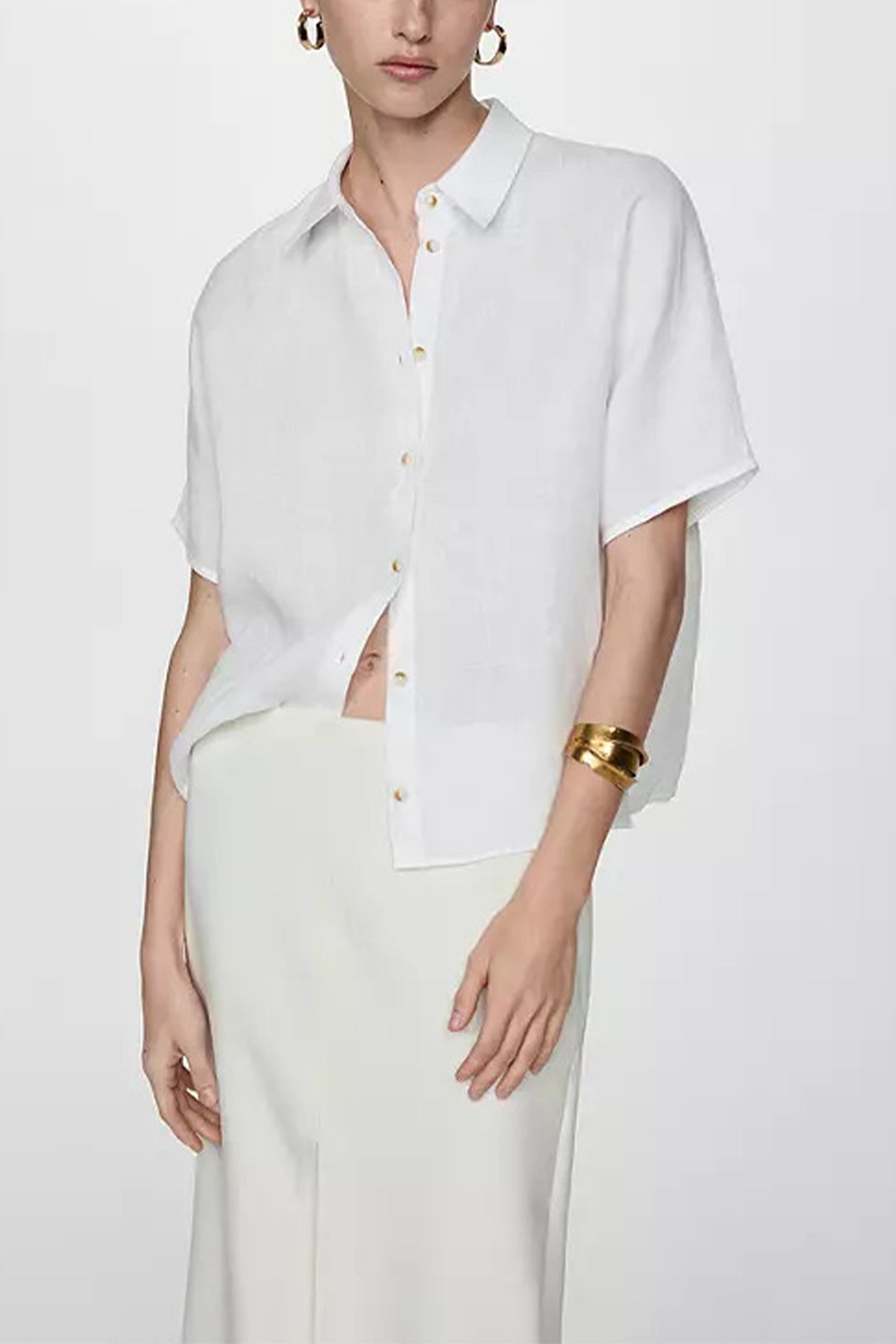 Pai Short Sleeve Linen Shirt, in White