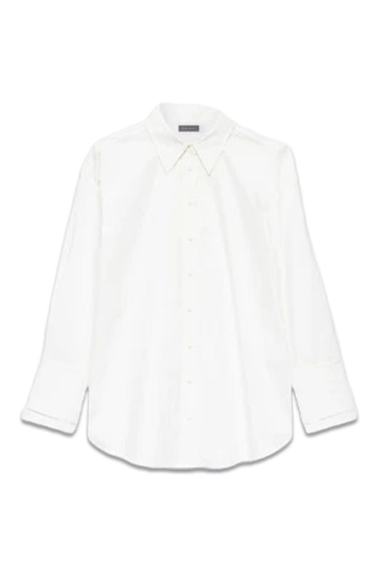 White Cotton Collared Shirt