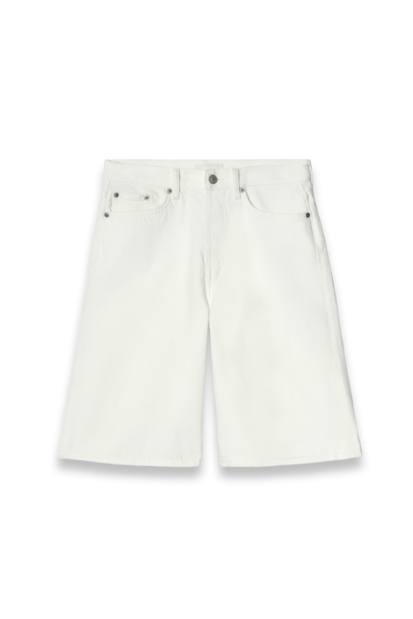White Longline Denim Shorts
