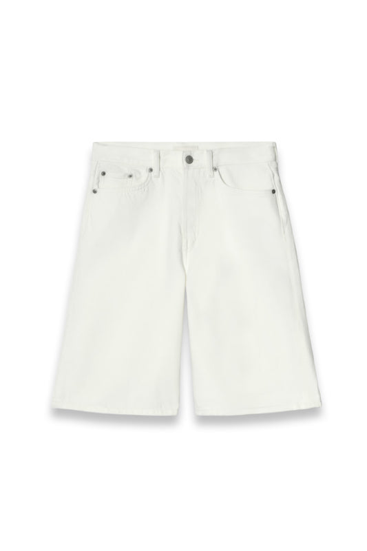 White Longline Denim Shorts