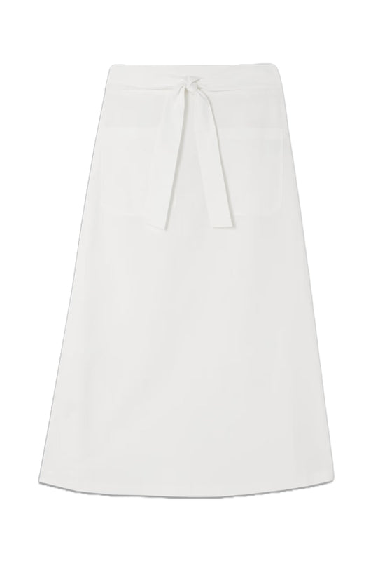 Belted Cotton-Poplin Midi Skirt