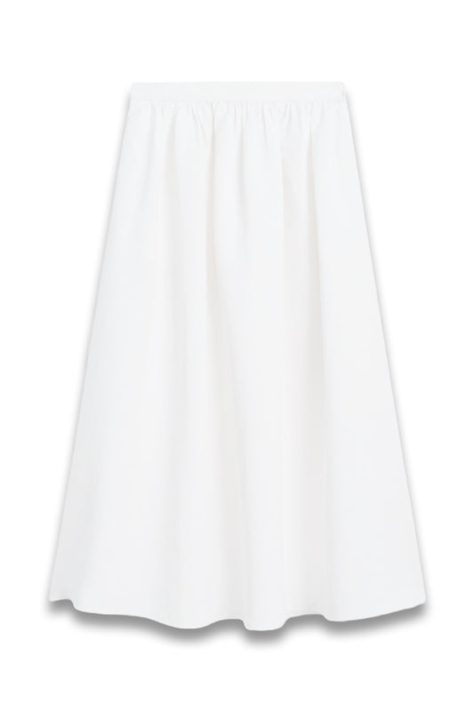 Flounce Linen Blend Midi Skirt