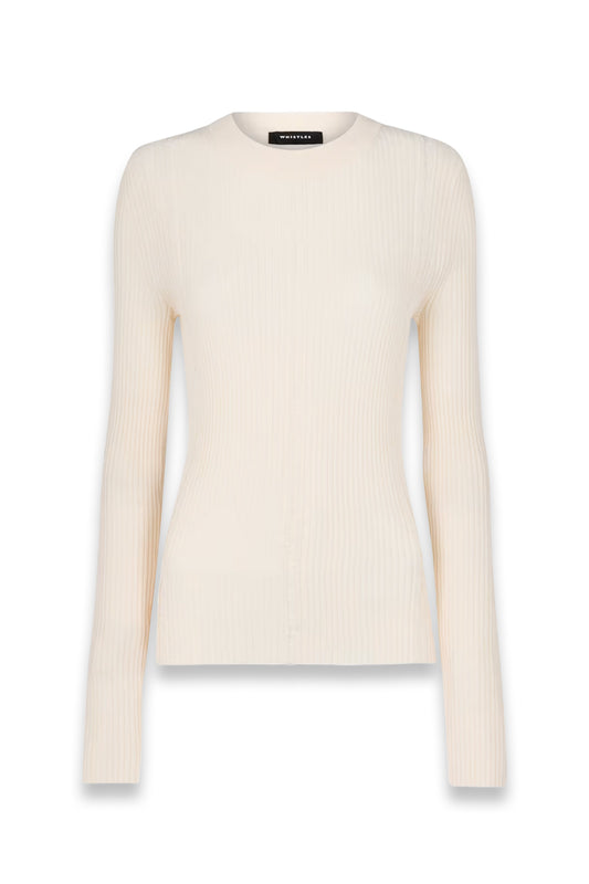 Ivory Ribbed Affect Crew Neck Knit