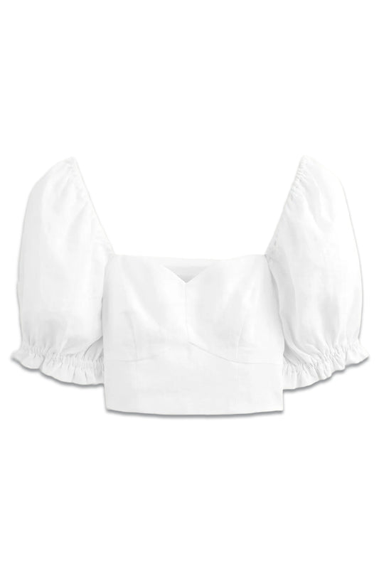 Sweetheart Linen Cropped Top