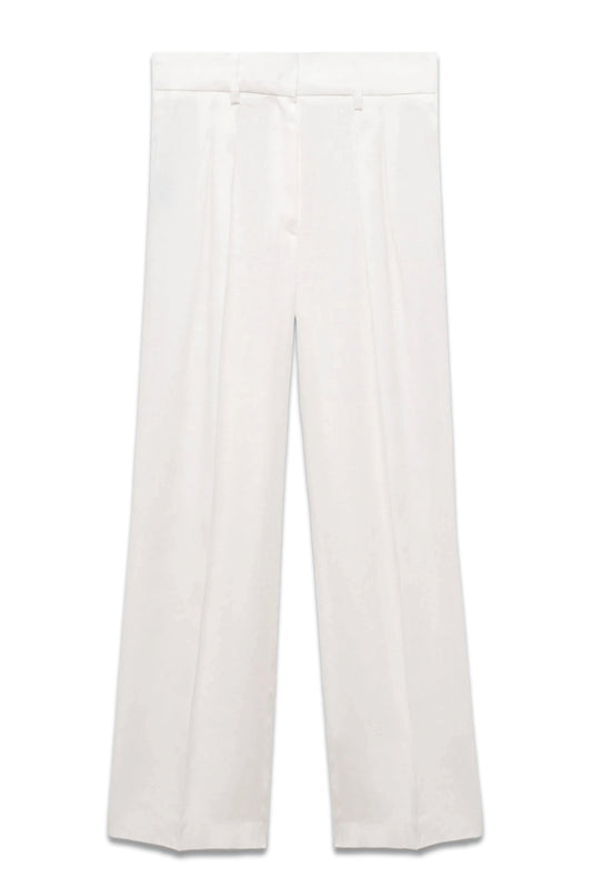Chiara Wide Leg Linen Trousers, in Ivory