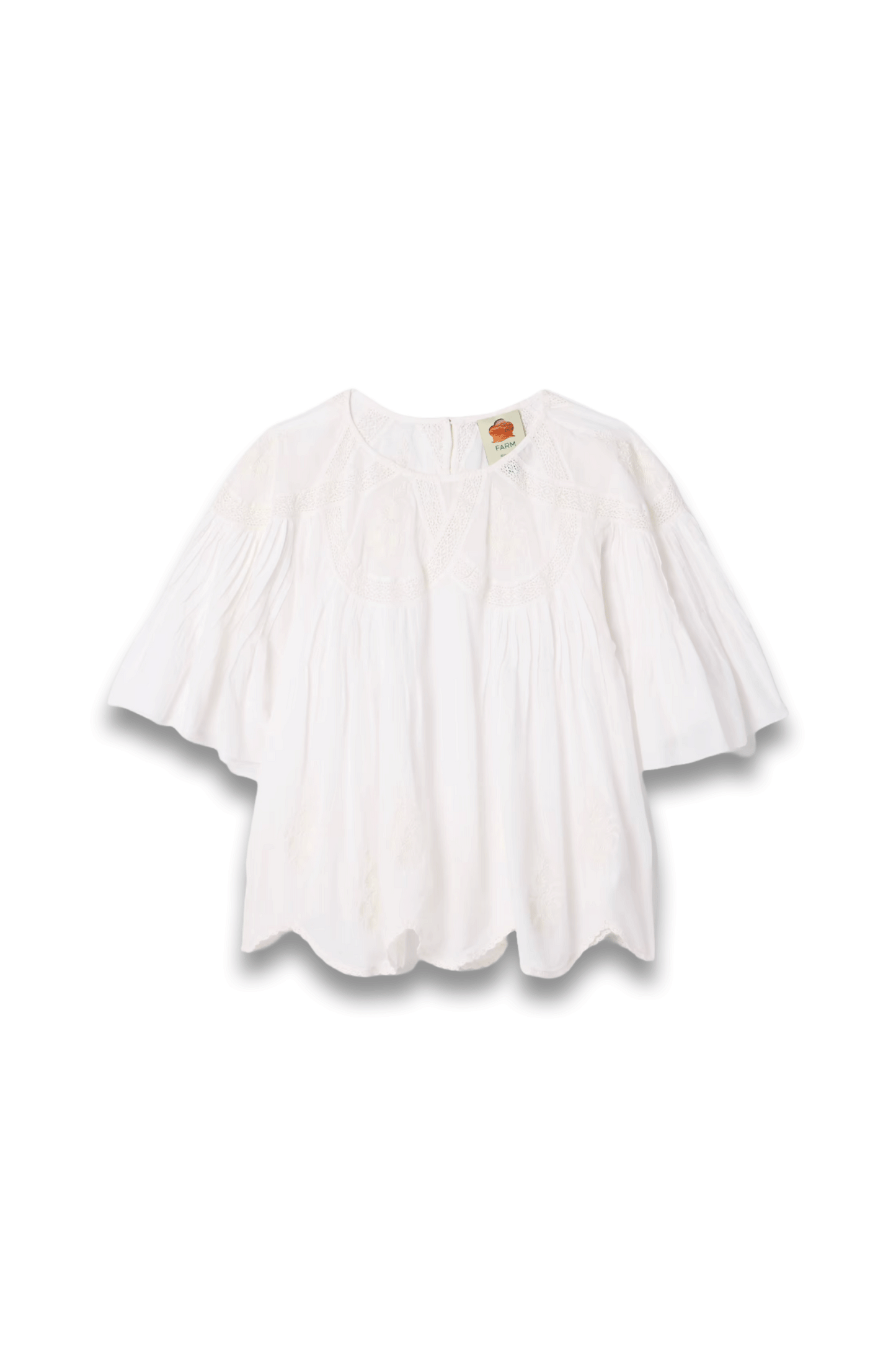 Crochet-Trimmed Embroidered Cotton-Voile Blouse