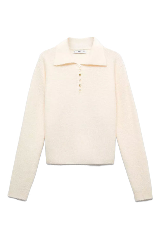 Mango Palau Polo Neck Jumper, Light Beige