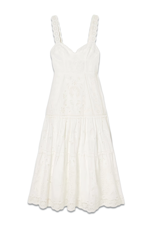 Broderie Anglaise Cotton Midi Dress