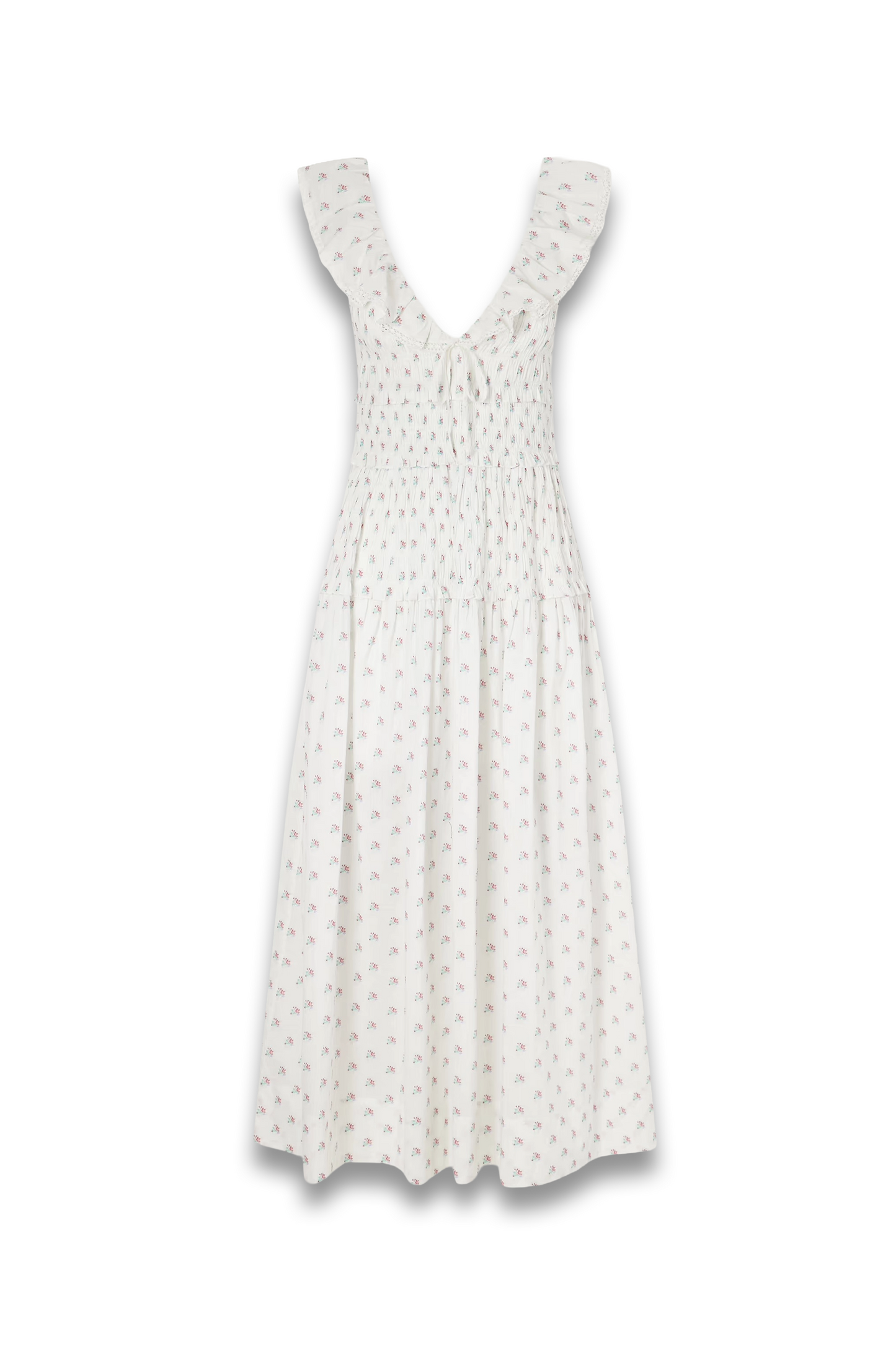 Sorina Tiered Embroidered Floral-print Organic Cotton Midi Dress
