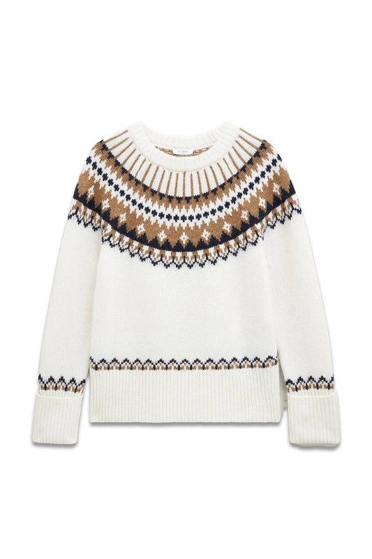 White Anya Fair Isle Chunky Jumper