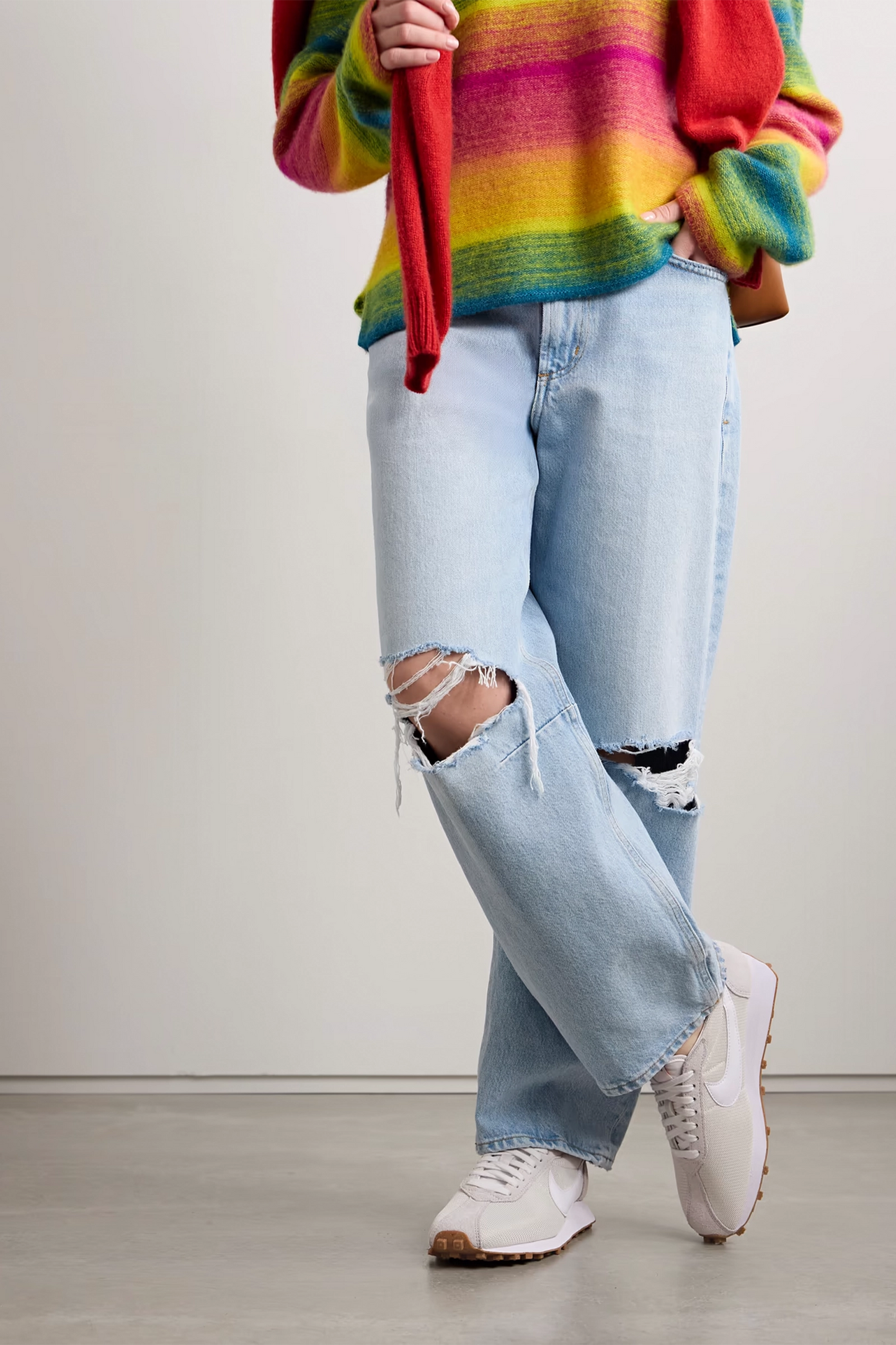 LD-1000 Leather And Brushed Suede-Trimmed Mesh Sneakers
