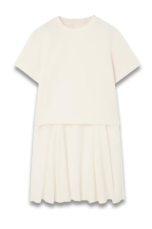 Layered canvas and chiffon T-shirt
