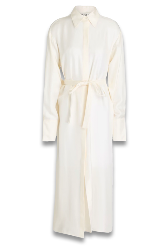 Cutout Silk-Twill Midi Shirt Dress