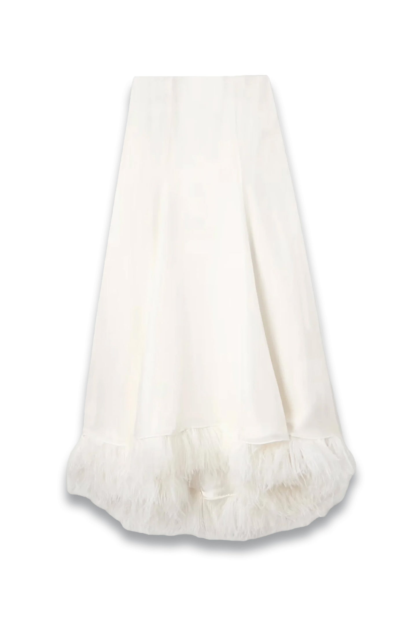 Renee feather-trimmed silk-satin skirt