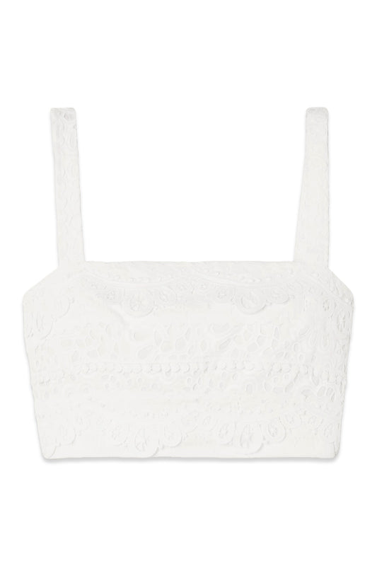 Cropped Broderie Anglaise Cotton Top