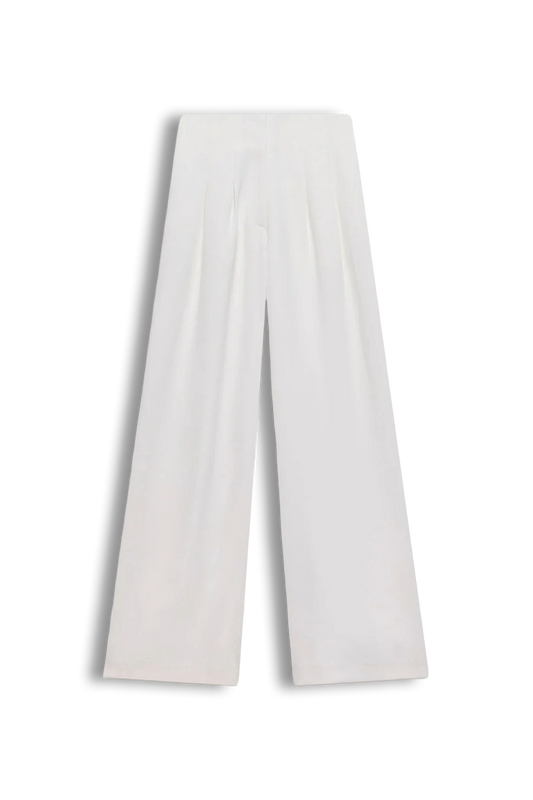 White Wide Leg Darted Trousers