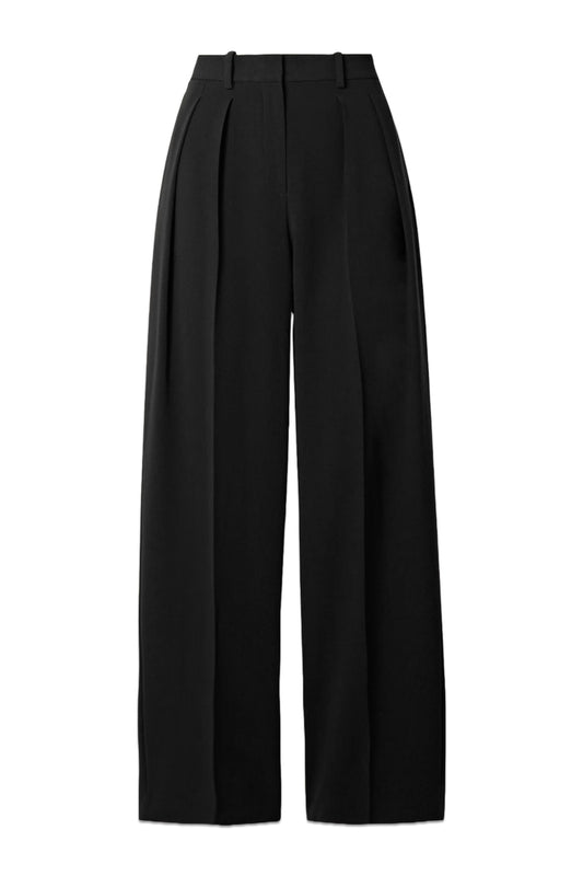 Pleated Crepe Wide-Leg Pants
