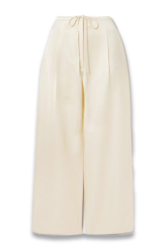 Pleated Satin Wide-leg Pants