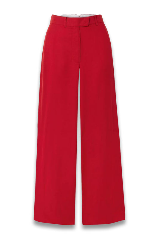 Alba Crepe Wide-Leg Pants Red