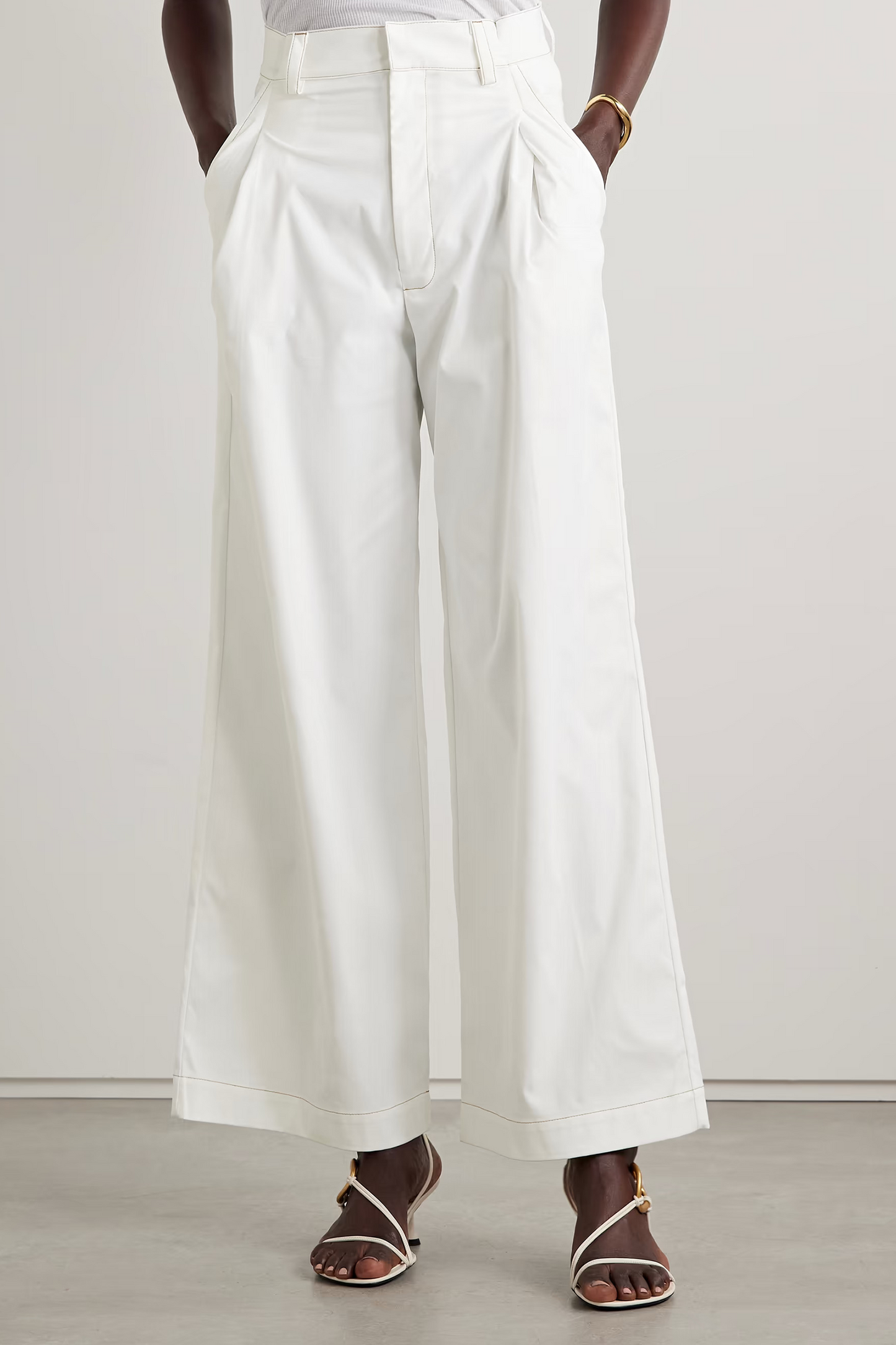 Olympe Pleated Woven Wide-Leg Pants