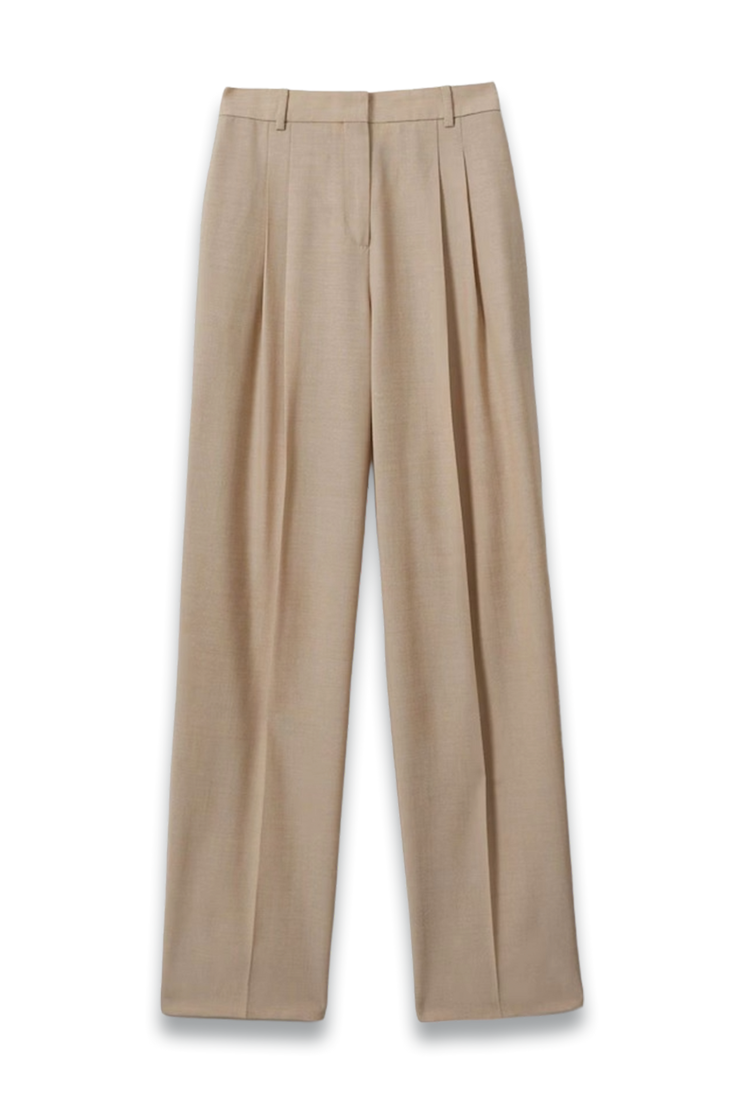 Sadie Wool Pleat Front Wide Leg Suit Trousers in Neutral
