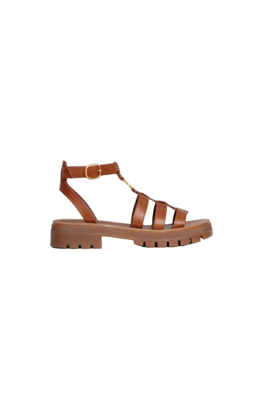 Celine Clea Triomphe Gladiator Sandal In Calfskin- Vegetal Tanning